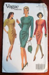 8113 VOGUE EZ TAPER PLEAT SS-LS DRESS PATTERN 14-16 OR 8-12 CHOICE